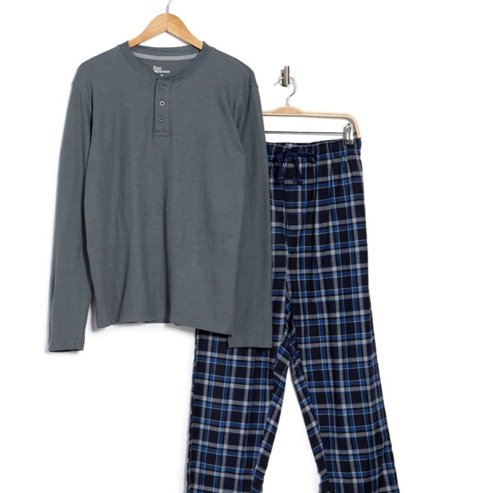 NIB Hawke Co Thermal Henley Plaid Flannel Pant Large